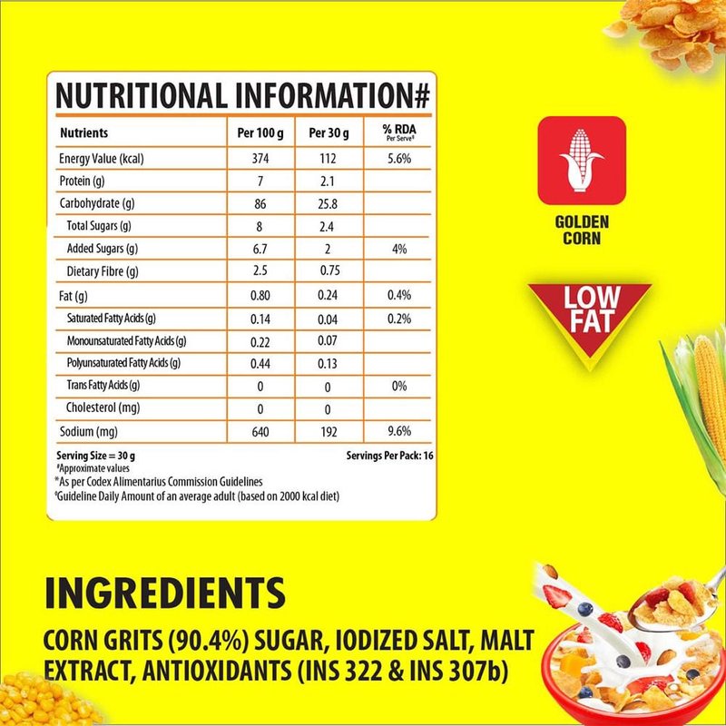 Bagrry’s L M Corn Flakes 500 GM | Crispy Golden Breakfast Cereal | Light & Crunchy Corn Flakes | Perfect for Milk, Fruits & Everyday Morning Nutrition thumbnail 2