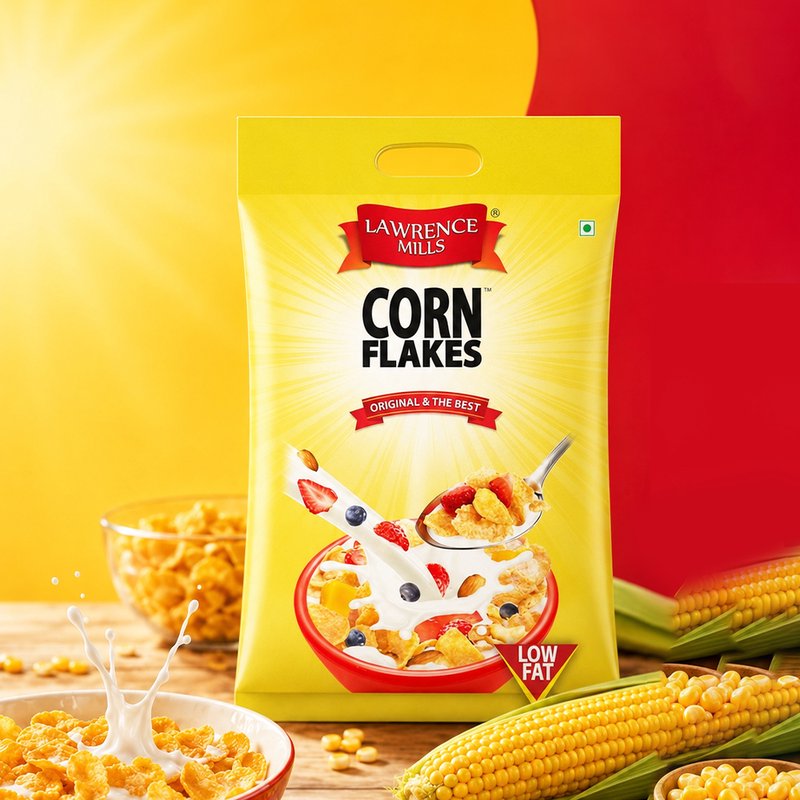 Bagrry’s L M Corn Flakes 500 GM | Crispy Golden Breakfast Cereal | Light & Crunchy Corn Flakes | Perfect for Milk, Fruits & Everyday Morning Nutrition