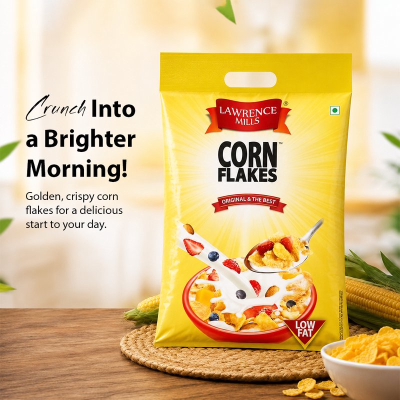 Bagrry’s L M Corn Flakes 500 GM | Crispy Golden Breakfast Cereal | Light & Crunchy Corn Flakes | Perfect for Milk, Fruits & Everyday Morning Nutrition