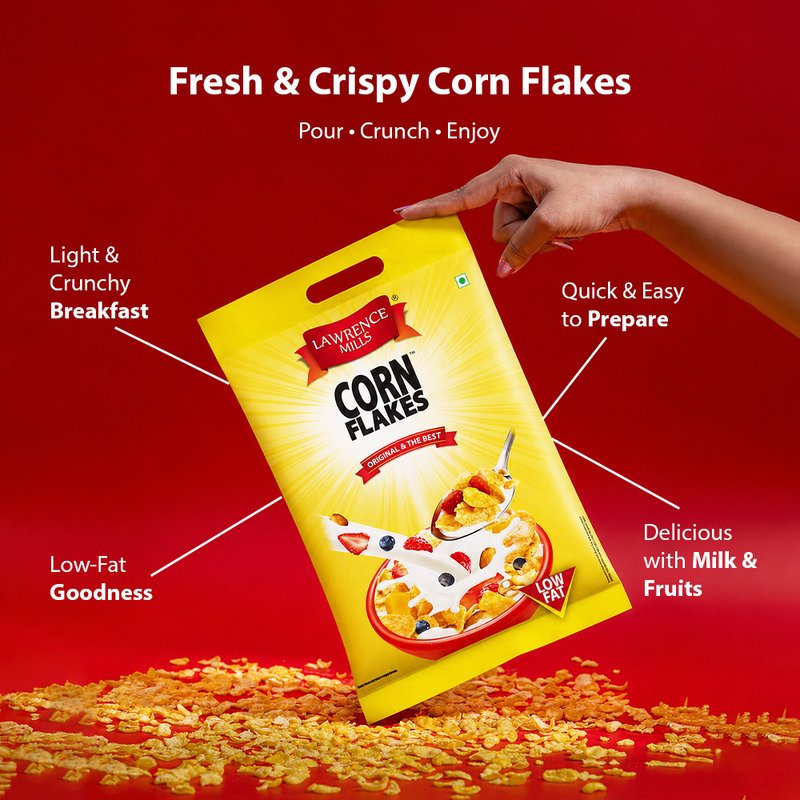 Bagrry’s L M Corn Flakes 500 GM | Crispy Golden Breakfast Cereal | Light & Crunchy Corn Flakes | Perfect for Milk, Fruits & Everyday Morning Nutrition