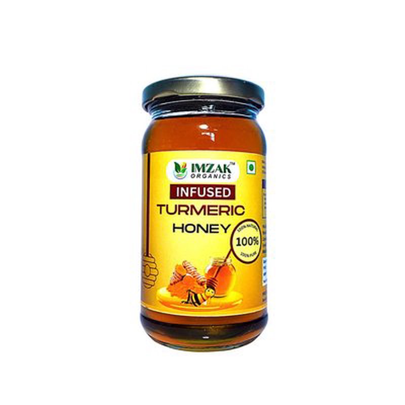 Imzak Infused Turmeric Honey | Pure Raw & Natural Honey with Turmeric | Herbal Immunity Booster Honey | Rich in Antioxidants & Natural Enzymes | Healthy Sweetener for Wellness, Digestion, Energy & Daily Health Support | Unprocessed Honey Goodness