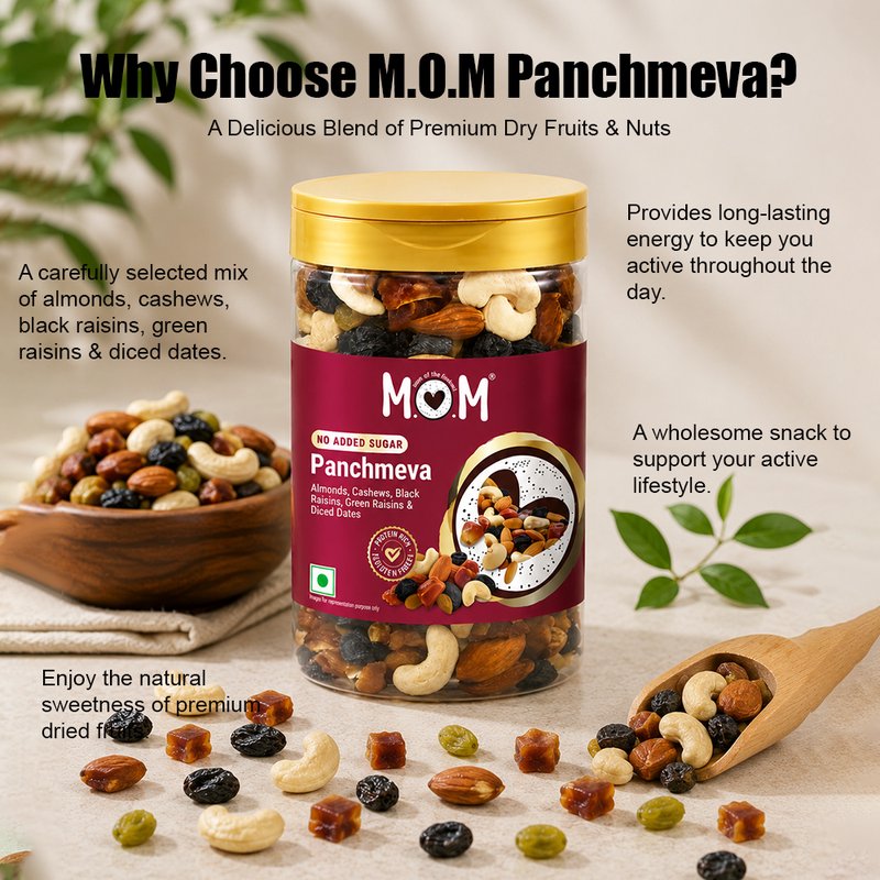 MOM Panchmeva 410g | Premium Dry Fruit Mix | Various Nuts and Dried Fruits | Convenient Healthy Snacks Pack