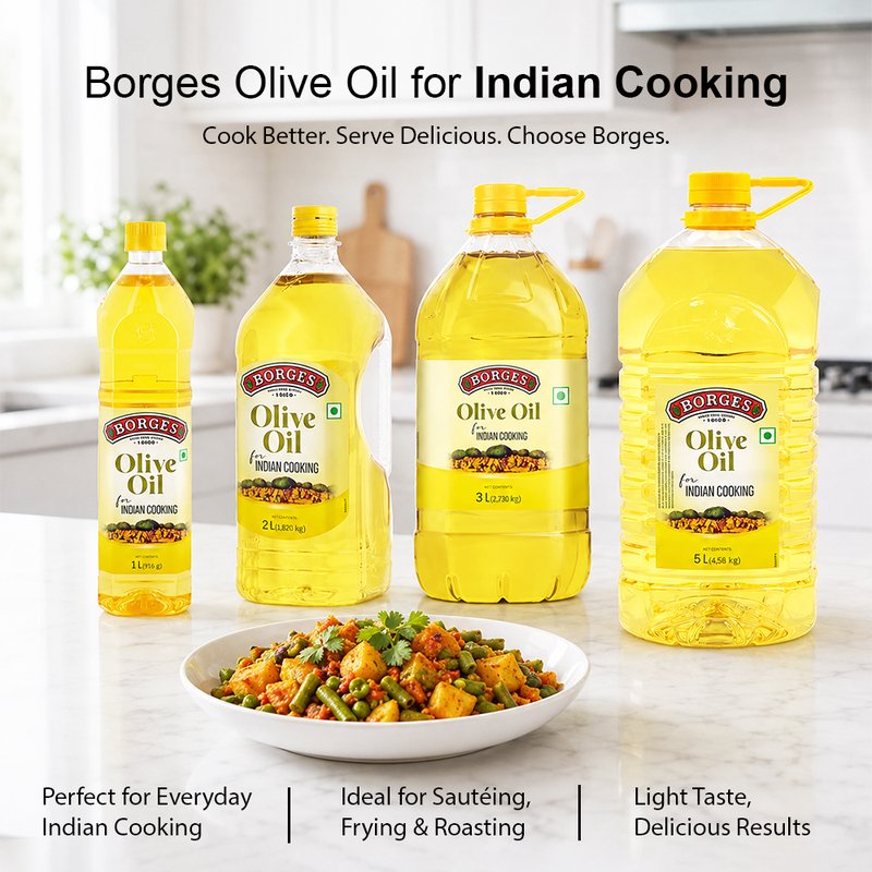 Borges Indian Cooking Oil | Premium Blended Edible Oil | Light & Versatile Cooking Oil | Ideal for Frying, Sautéing & Everyday Indian Cooking
