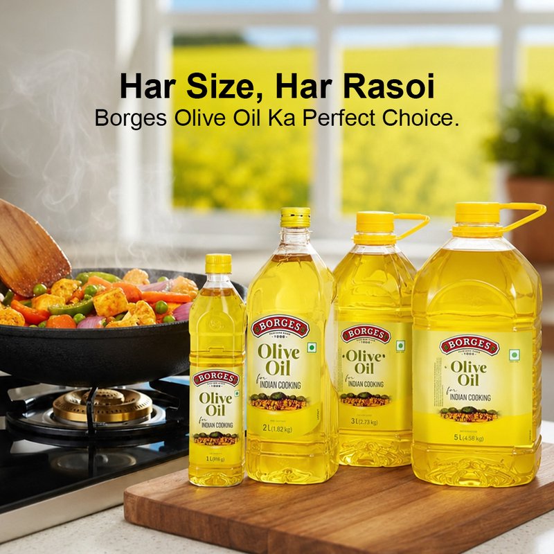 Borges Indian Cooking Oil | Premium Blended Edible Oil | Light & Versatile Cooking Oil | Ideal for Frying, Sautéing & Everyday Indian Cooking