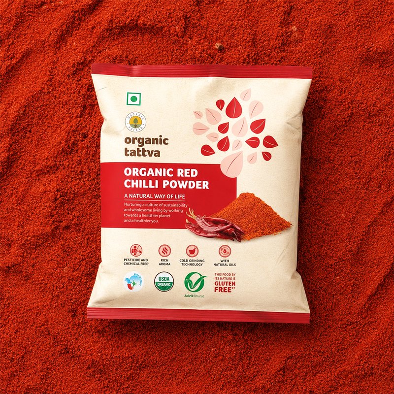 Organic Tattva Red Chilli Powder | Organic Lal Mirch Powder | Superfine Grind of Red Chilli | Everyday Spice