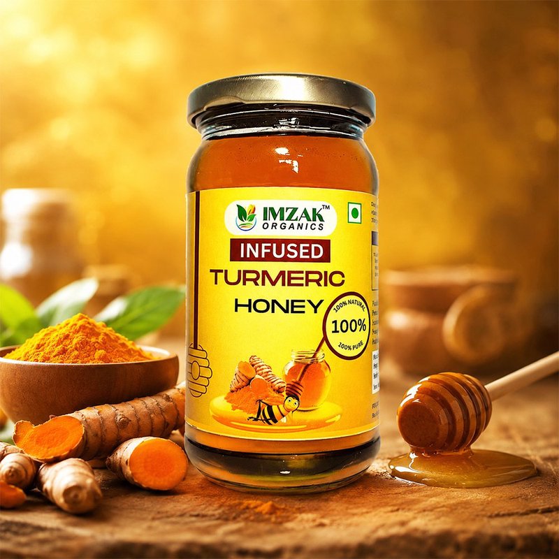 Imzak Infused Turmeric Honey | Pure Raw & Natural Honey with Turmeric | Herbal Immunity Booster Honey | Rich in Antioxidants & Natural Enzymes | Healthy Sweetener for Wellness, Digestion, Energy & Daily Health Support | Unprocessed Honey Goodness thumbnail 5