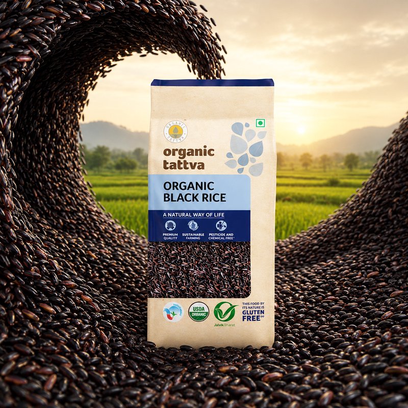 Organic Tattva Black Rice | Quality Organic Black Rice | Antioxidant-rich Whole Grain Rice | Healthful Rice for Everyday Consumption