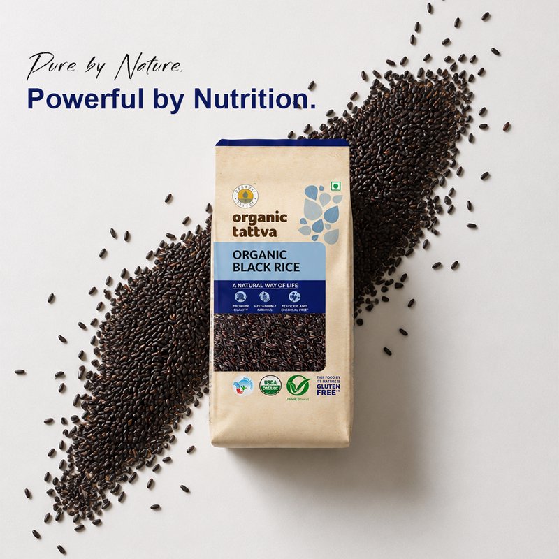 Organic Tattva Black Rice | Quality Organic Black Rice | Antioxidant-rich Whole Grain Rice | Healthful Rice for Everyday Consumption