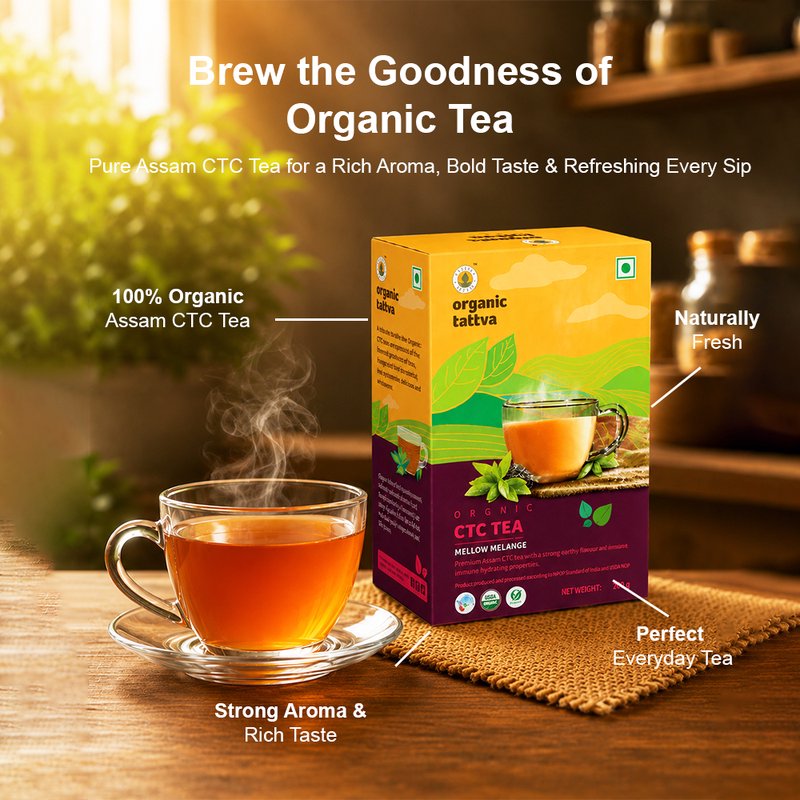 Organic Tattva Black CTC Tea | Premium CTC Black Tea | Strong & Aromatic Tea | Everyday Chai