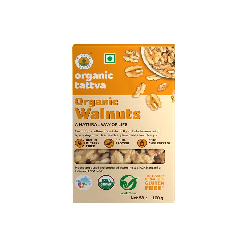 Organic Tattva Kashmiri Walnuts | Premium Kashmiri Akhrot | Whole Nutty Walnuts | Tasty & Nutritious Dry Fruits