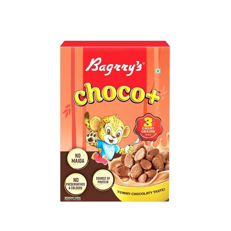 Bagrry's Choco Plus 375g | Chocolate Breakfast Cereal with Whole Grains | High-Fibre Crunchy Breakfast for Energy, Taste & Daily Nutrition