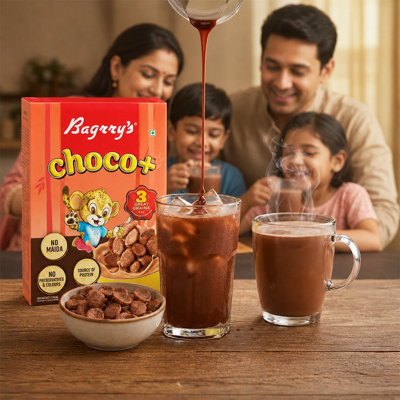 Bagrry's Choco Plus 375g | Chocolate Breakfast Cereal with Whole Grains | High-Fibre Crunchy Breakfast for Energy, Taste & Daily Nutrition
