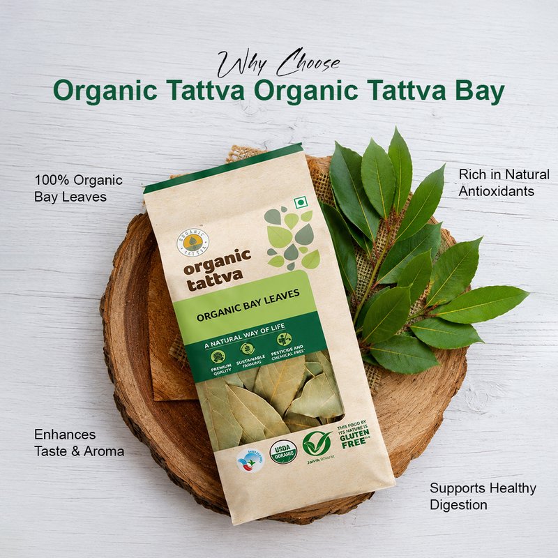 Organic Tattva Bay Leaves | Organic Tej Patta | Premium Quality Bay Leaves | Aromatic Indian Spice for Cooking