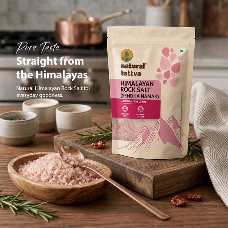 Natural Tattva Himalayan Rock Salt (Sendha Namak) | Quality Rock Salt | Nutritious Sendha Salt | Pure Seasoning for Daily Cooking & Fasting