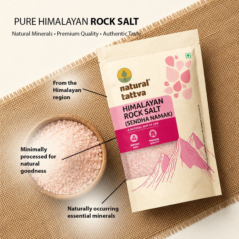 Natural Tattva Himalayan Rock Salt (Sendha Namak) | Quality Rock Salt | Nutritious Sendha Salt | Pure Seasoning for Daily Cooking & Fasting