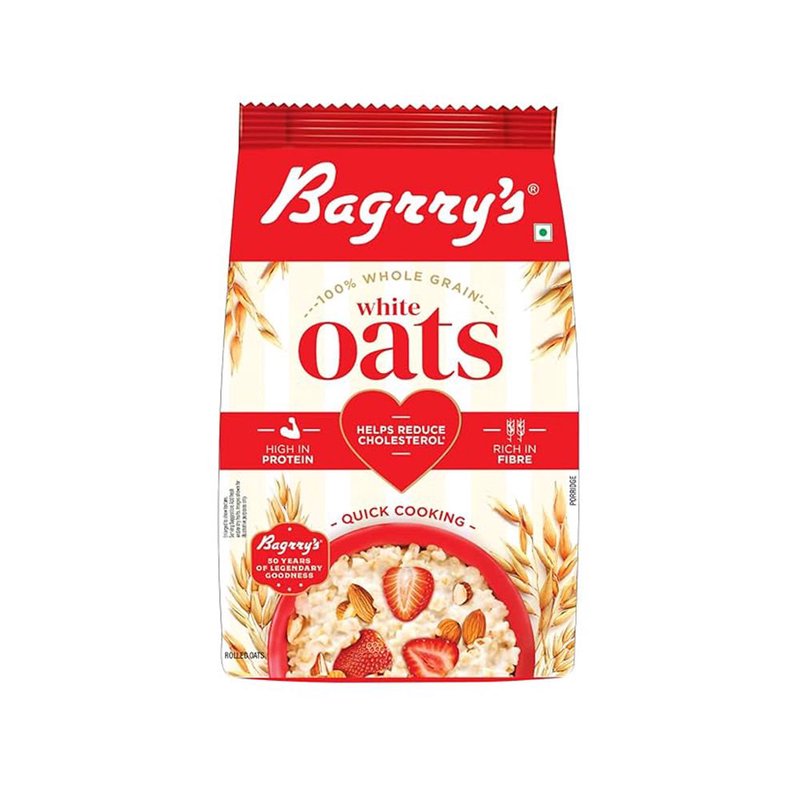 Bagrry's White Oats 1KG | Premium Rolled Oats Breakfast Cereal | High Fiber & Healthy Wholegrain Oats | Nutritious Daily Breakfast for Smoothies, Porridge & Oatmeal