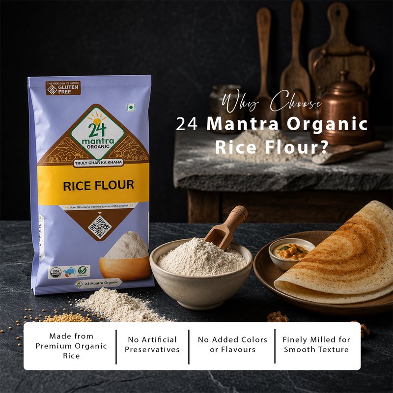 24 Mantra Organic Rice Flour | Finely Milled Organic Rice Flour | Premium Quality | Ideal for Idli, Dosa, Snacks & Baking