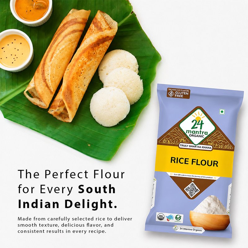 24 Mantra Organic Rice Flour | Finely Milled Organic Rice Flour | Premium Quality | Ideal for Idli, Dosa, Snacks & Baking