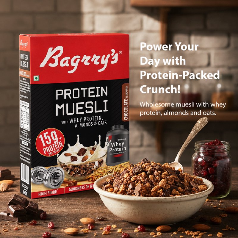 Bagrry’s Protein Muesli 500 GM | High Protein Breakfast Cereal | Nutritious Blend of Oats, Nuts & Seeds | Fiber Rich Healthy Meal for Daily Energy & Wellness