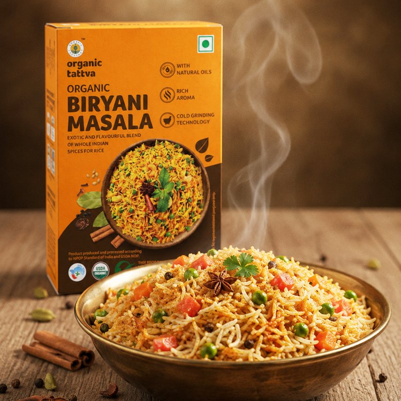 Organic Tattva Biryani Masala | Premium Biryani Spice Mix | Authentic Indian Biryani Masala | Fragrant Rice Masala
