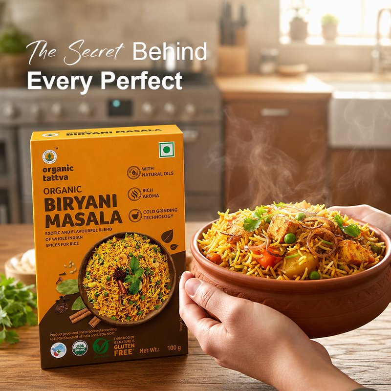 Organic Tattva Biryani Masala | Premium Biryani Spice Mix | Authentic Indian Biryani Masala | Fragrant Rice Masala