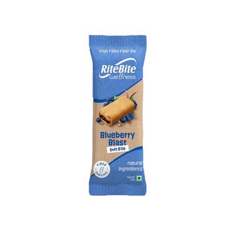 RiteBite Wellness Blueberry Blast Bar | Blueberry & Dry Fruit Energy Bar | Rich in Fiber | Healthy On-the-Go Snack | Ready-to-Eat