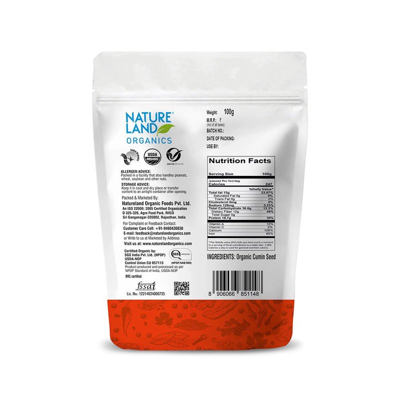 Natureland Organics Cumin Whole 200g | 100% Organic Jeera | Premium Whole Cumin Seeds for Tadka, Curries, Rice, Spice Blends & Everyday Cooking thumbnail 2