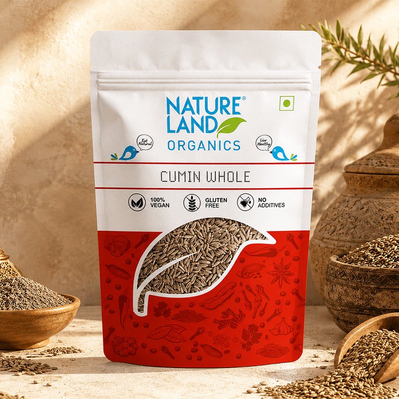 Natureland Organics Cumin Whole 200g | 100% Organic Jeera | Premium Whole Cumin Seeds for Tadka, Curries, Rice, Spice Blends & Everyday Cooking
