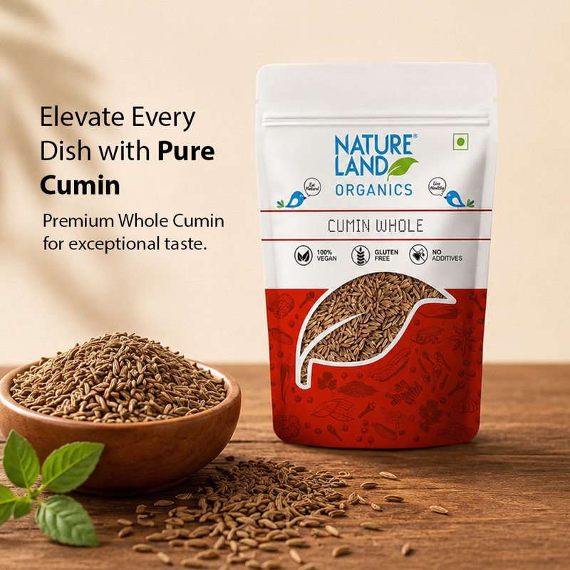 Natureland Organics Cumin Whole 200g | 100% Organic Jeera | Premium Whole Cumin Seeds for Tadka, Curries, Rice, Spice Blends & Everyday Cooking