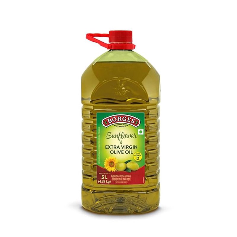Borges Sunflower Oil with Extra Virgin Olive Oil | Blended Cooking Oil | Light & Versatile Edible Oil | Ideal for Frying, Sautéing & Everyday Cooking