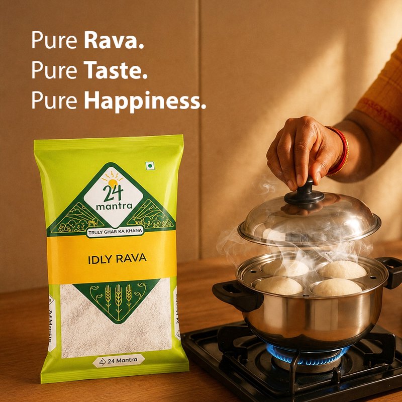 24 Mantra Organic Idli Rava | Premium Rice Rava | Soft & Fluffy Idlis | Perfect for Homemade Batter