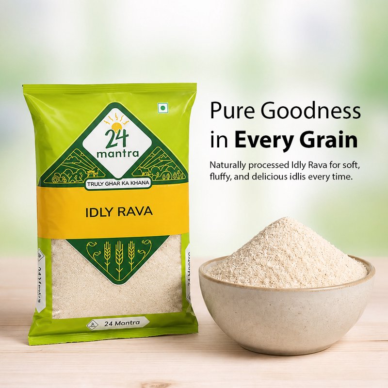 24 Mantra Organic Idli Rava | Premium Rice Rava | Soft & Fluffy Idlis | Perfect for Homemade Batter