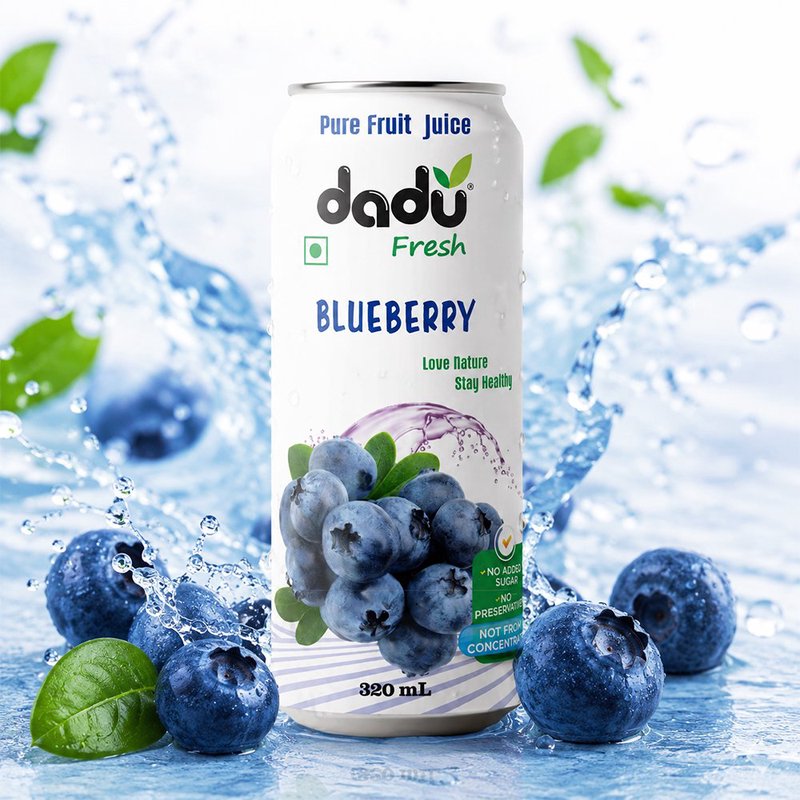Dadu Fresh Blueberry Juice | 4 Cans Combo | 100% Natural Superfruit Beverage | Rich in Vitamins, Antioxidants & Fiber | No Added Sugar, No Preservatives & Not From Concentrate | Healthy Drink for Immunity, Skin Health, Energy & Daily Wellness thumbnail 3