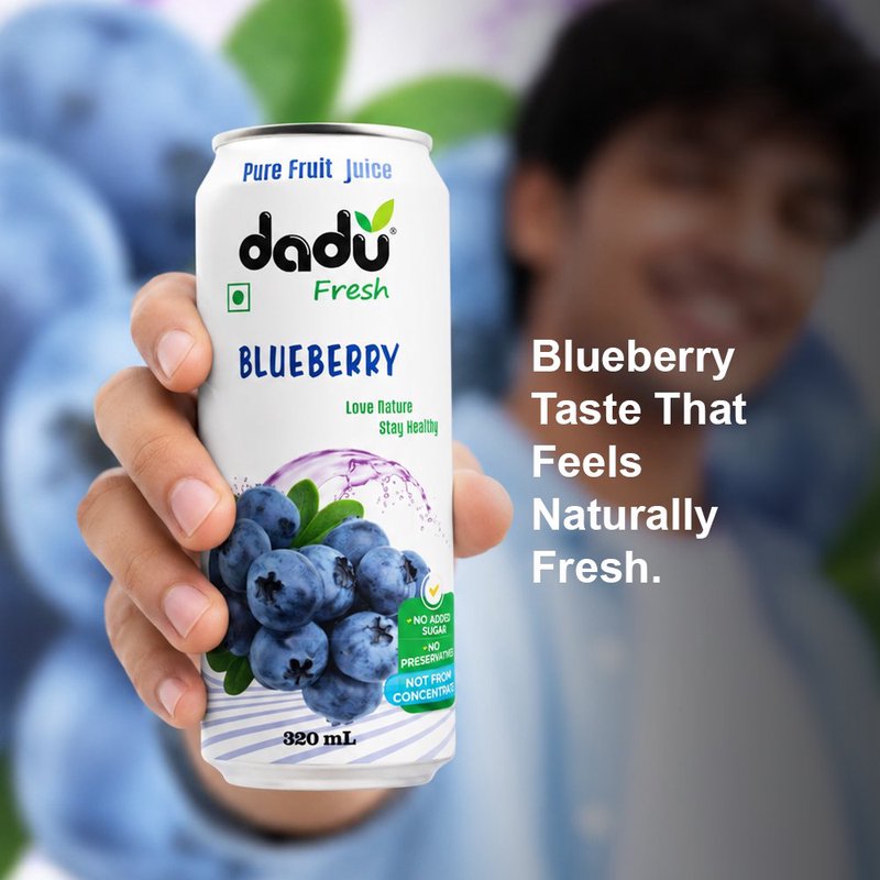 Dadu Fresh Blueberry Juice | 4 Cans Combo | 100% Natural Superfruit Beverage | Rich in Vitamins, Antioxidants & Fiber | No Added Sugar, No Preservatives & Not From Concentrate | Healthy Drink for Immunity, Skin Health, Energy & Daily Wellness thumbnail 4