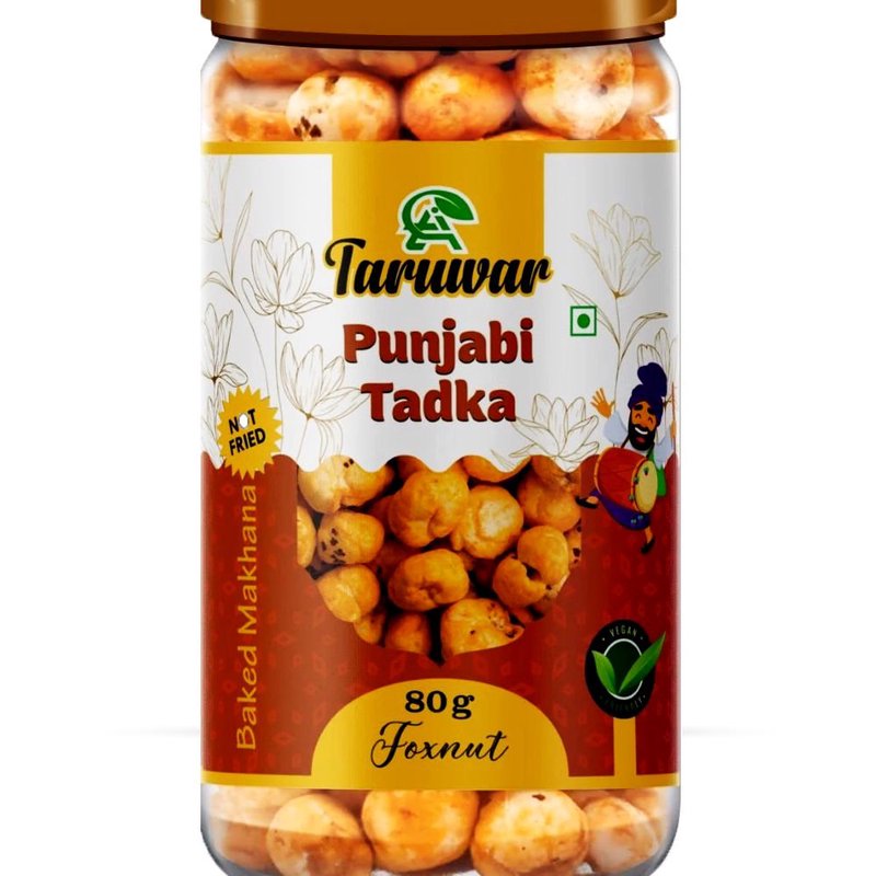 Taruwar Punjabi Tadka Flavoured Makhana 80g Jar | Spicy Roasted Fox Nuts Snack | Crunchy & Healthy Makhana | High Protein, Low Calorie Superfood | Desi Masala Flavor | Guilt-Free Anytime Munching thumbnail 2