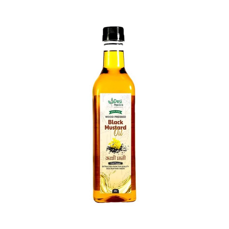 Desi Mantra Wood Pressed Black Mustard Oil | Cold Pressed & Naturally Extracted | Pure Traditional Mustard Oil | Strong Aroma & Rich Flavor | Perfect for Daily Cooking & Pickles