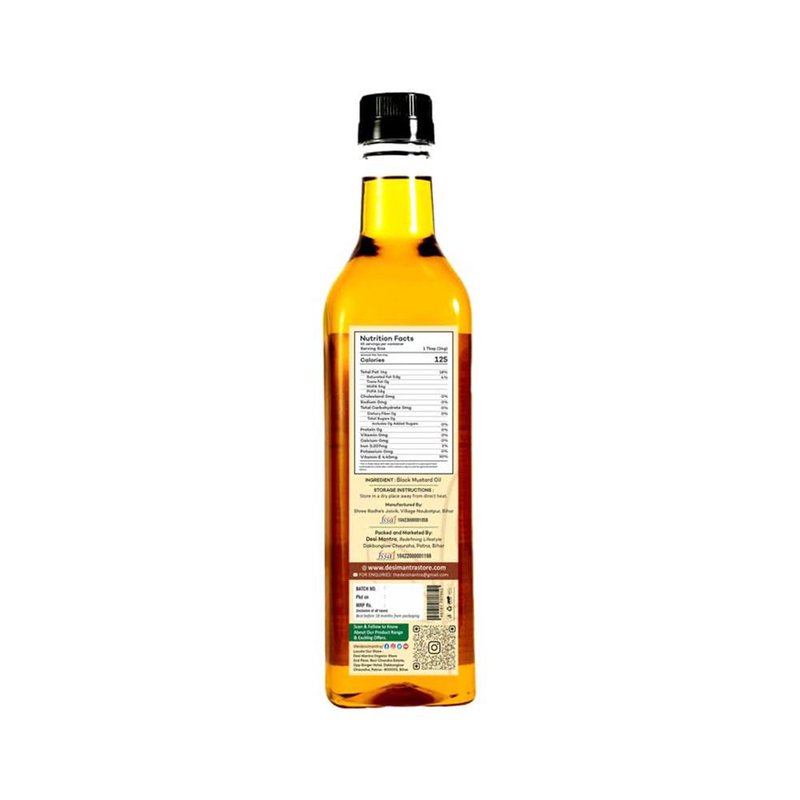 Desi Mantra Wood Pressed Black Mustard Oil | Cold Pressed & Naturally Extracted | Pure Traditional Mustard Oil | Strong Aroma & Rich Flavor | Perfect for Daily Cooking & Pickles thumbnail 2