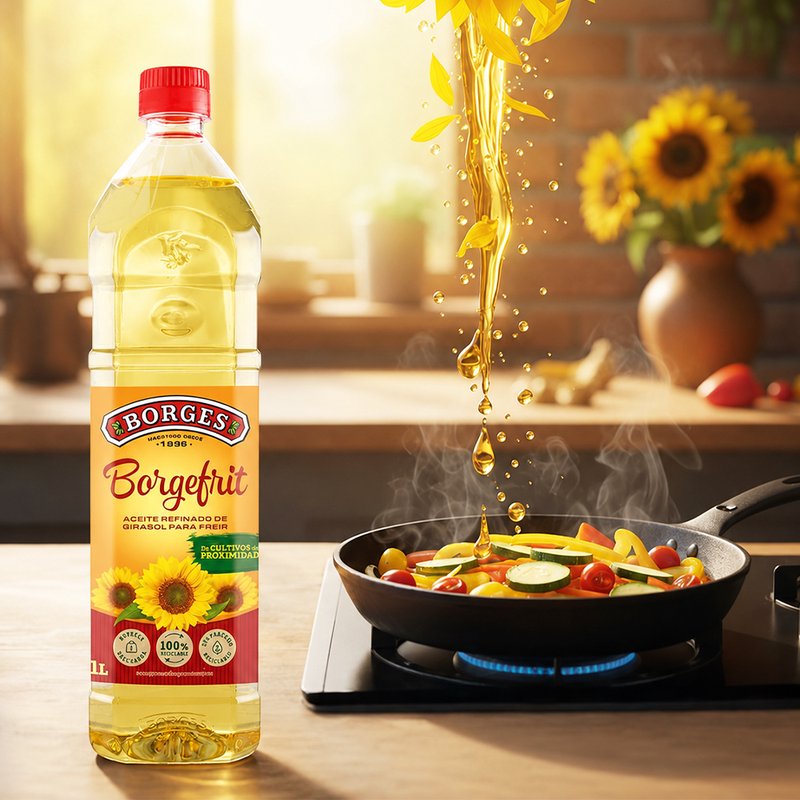 Borges Borgefrit Sunflower Oil | Refined Sunflower Cooking Oil | Light & Versatile Edible Oil | Ideal for Frying, Sautéing & Everyday Cooking