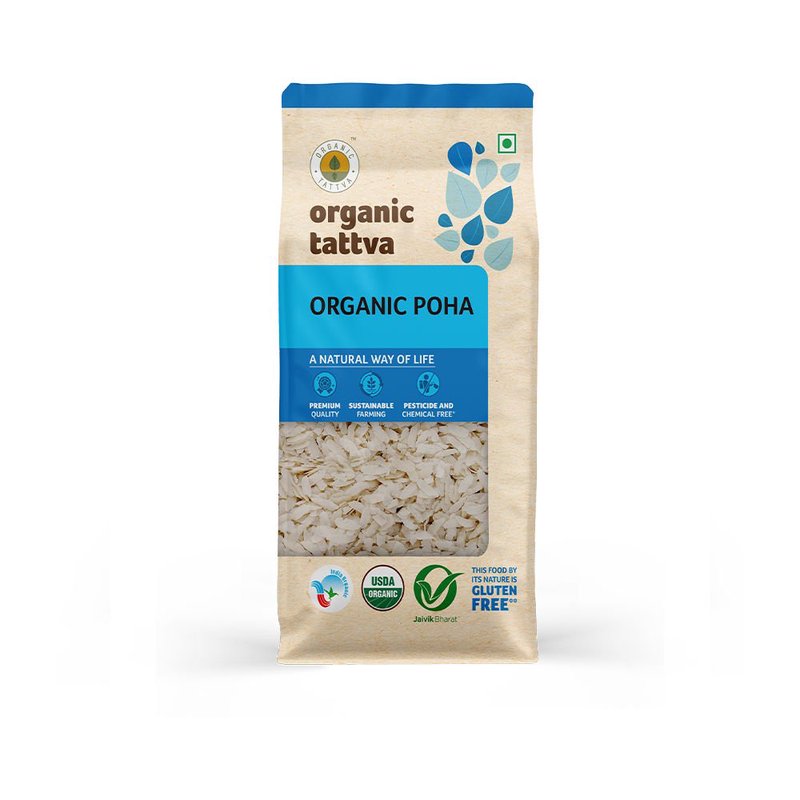 Organic Tattva Poha | Organic Flattened Rice | Premium Quality Rice Poha | Healthy Breakfast Staple