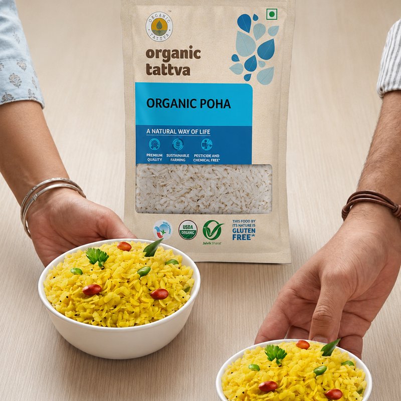 Organic Tattva Poha | Organic Flattened Rice | Premium Quality Rice Poha | Healthy Breakfast Staple