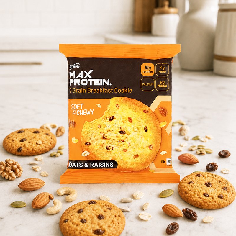 RiteBite Daily 7 Grain Breakfast Cookies Oats & Raisins (Pack of 1) | Made with 7 Grains, Oats & Raisins | High Fibre & Calcium | No Maida | No Preservatives | Crunchy Breakfast & Anytime Snack