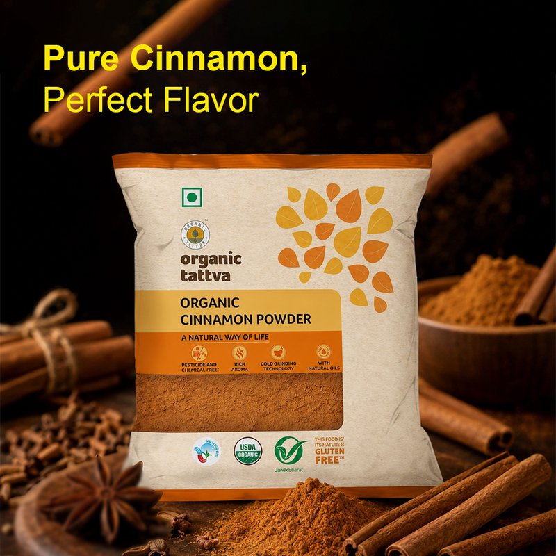 Organic Tattva Cinnamon Powder | Organic Dalchini Powder | Premium Ground Cinnamon | Aromatic Spice for Cooking & Baking