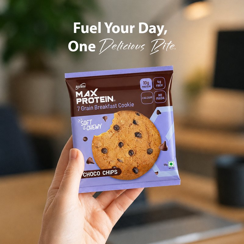 RiteBite Daily 7 Grain Breakfast Cookies Choco Chips Made with 7 Grains | High Fibre & Calcium | No Maida | No Preservatives | Crunchy Breakfast & Anytime Snack