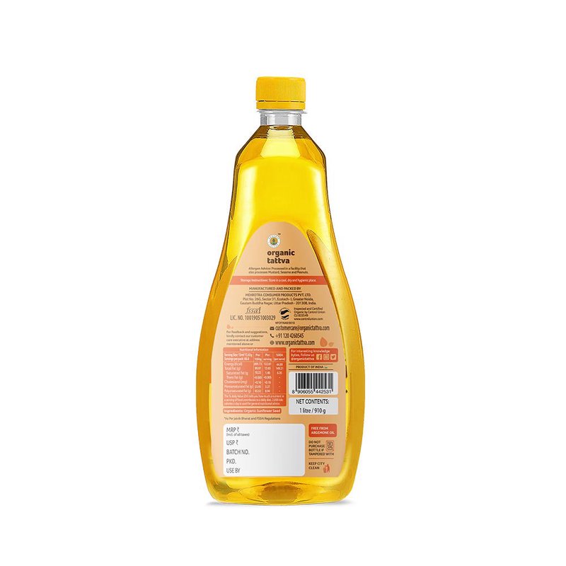 Organic Tattva Sunflower Oil | Sunflower Oil For Cooking | Natural Sunflower Cooking Oil | Light And Healthy Oil For Daily Cooking thumbnail 2