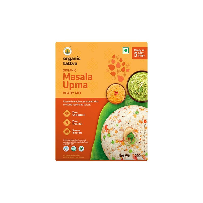 Organic Tattva Masala Upma Ready Mix | Instant Masala Upma Mix | Quick & Delicious South Indian Breakfast Food