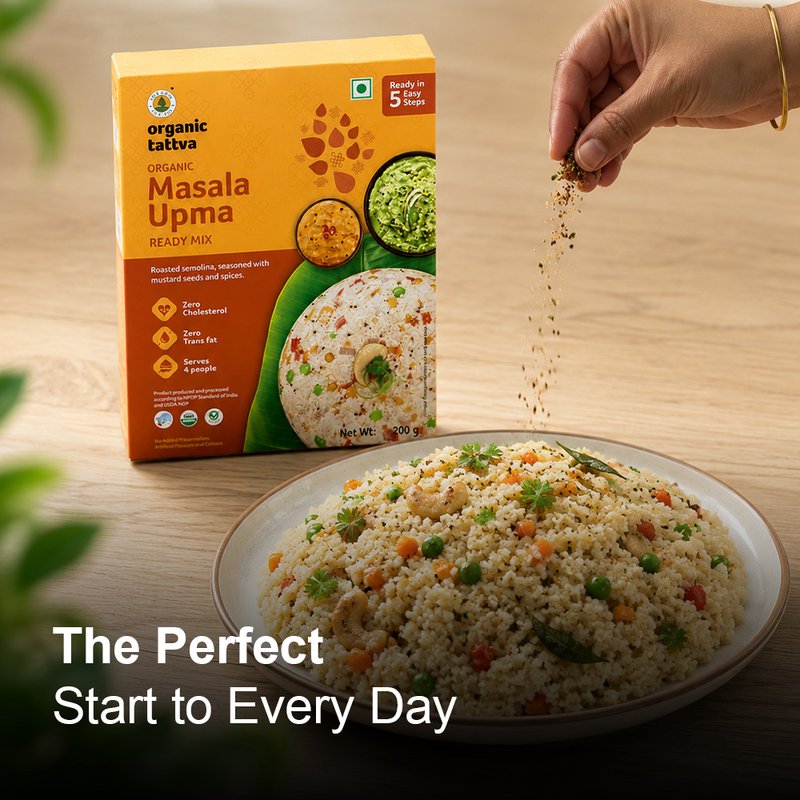 Organic Tattva Masala Upma Ready Mix | Instant Masala Upma Mix | Quick & Delicious South Indian Breakfast Food