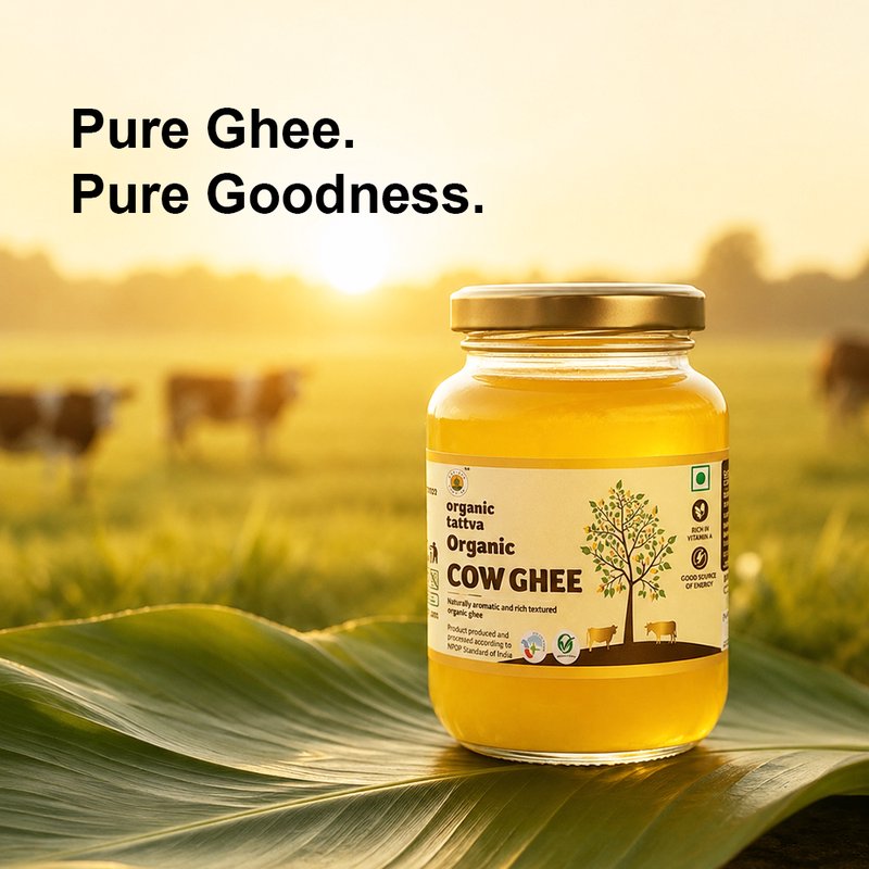 Organic Tattva Cow Ghee | Pure Desi Cow Ghee | Rich Flavor & Authenticity | Cooking & Usage In Your Everyday Life