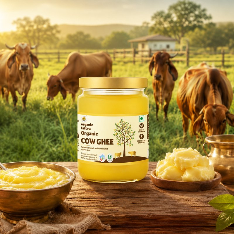 Organic Tattva Cow Ghee | Pure Desi Cow Ghee | Rich Flavor & Authenticity | Cooking & Usage In Your Everyday Life