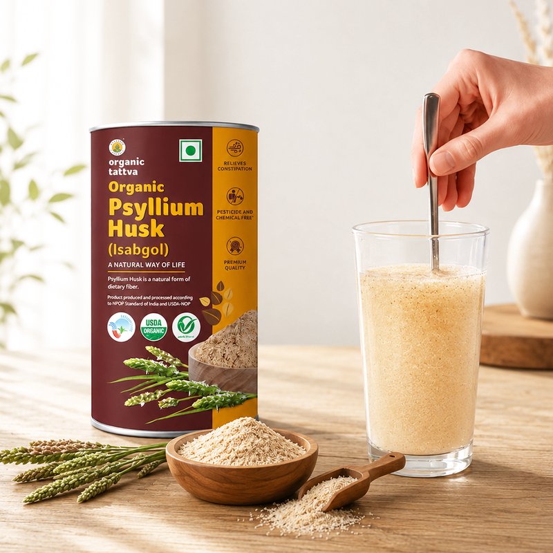 Organic Tattva Psyllium Husk | Organic Isabgol | Natural Dietary Fiber | Dietary Health Supplement