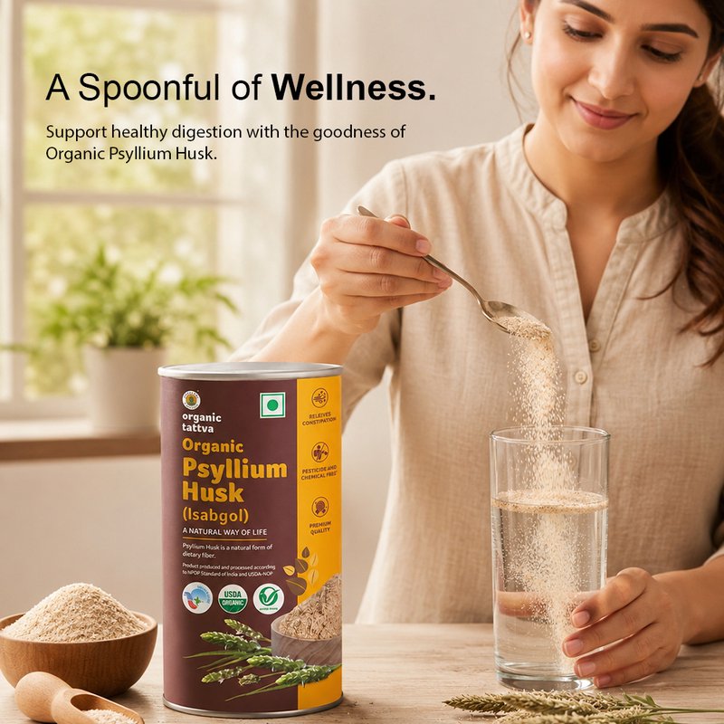 Organic Tattva Psyllium Husk | Organic Isabgol | Natural Dietary Fiber | Dietary Health Supplement